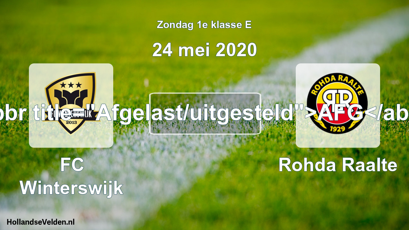 Scheduled Match: FC Winterswijk - Rohda Raalte (24 May 2020)