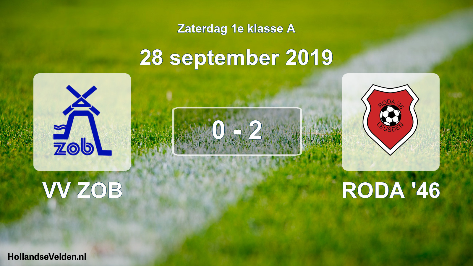 Total number of matches played: VV ZOB - RODA '46 0 - 2 (28 September 2019)
