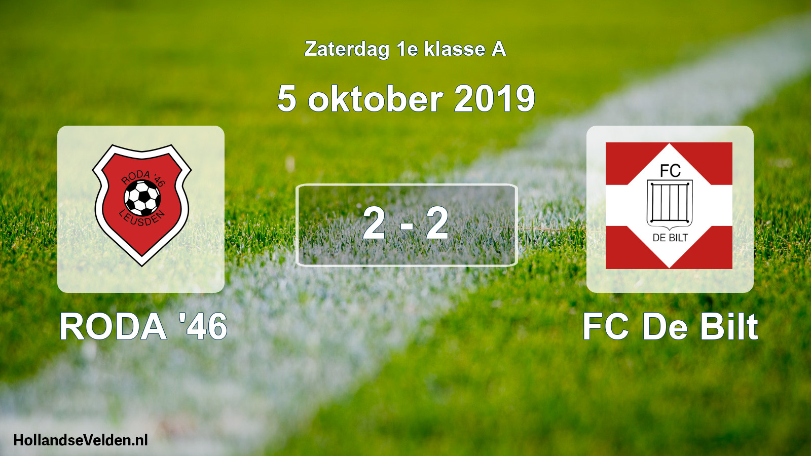Total number of matches played: RODA '46 - FC De Bilt 2 - 2 (5 October 2019)