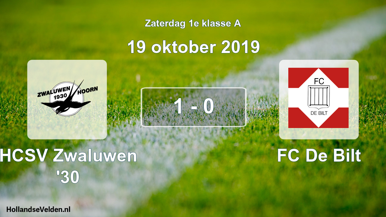 Total number of matches played: Zwaluwen '30 - FC De Bilt 1 - 0 (19 October 2019)