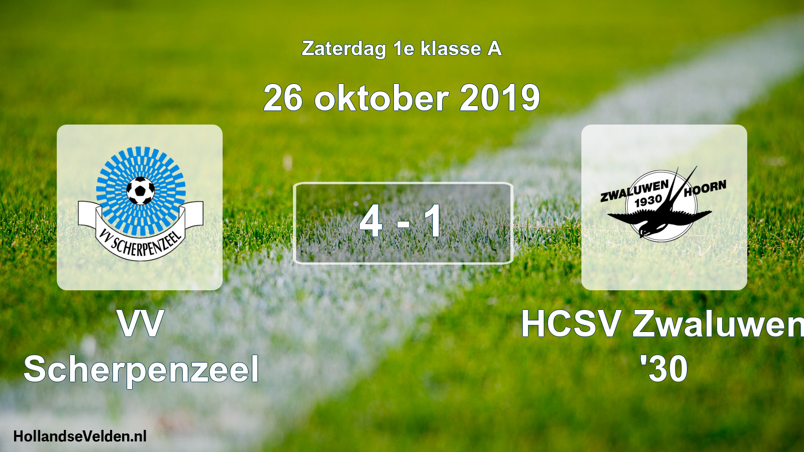 Total number of matches played: VV Scherpenzeel - Zwaluwen '30 4 - 1 (26 October 2019)