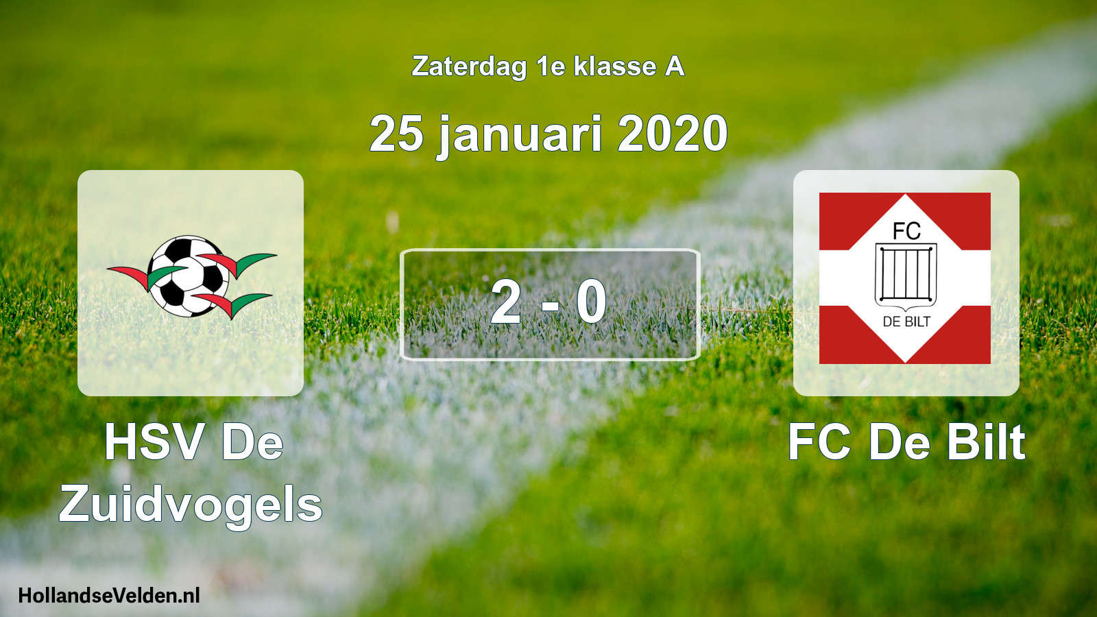 Total number of matches played: HSV De Zuidvogels - FC De Bilt 2 - 0 (25 January 2020)