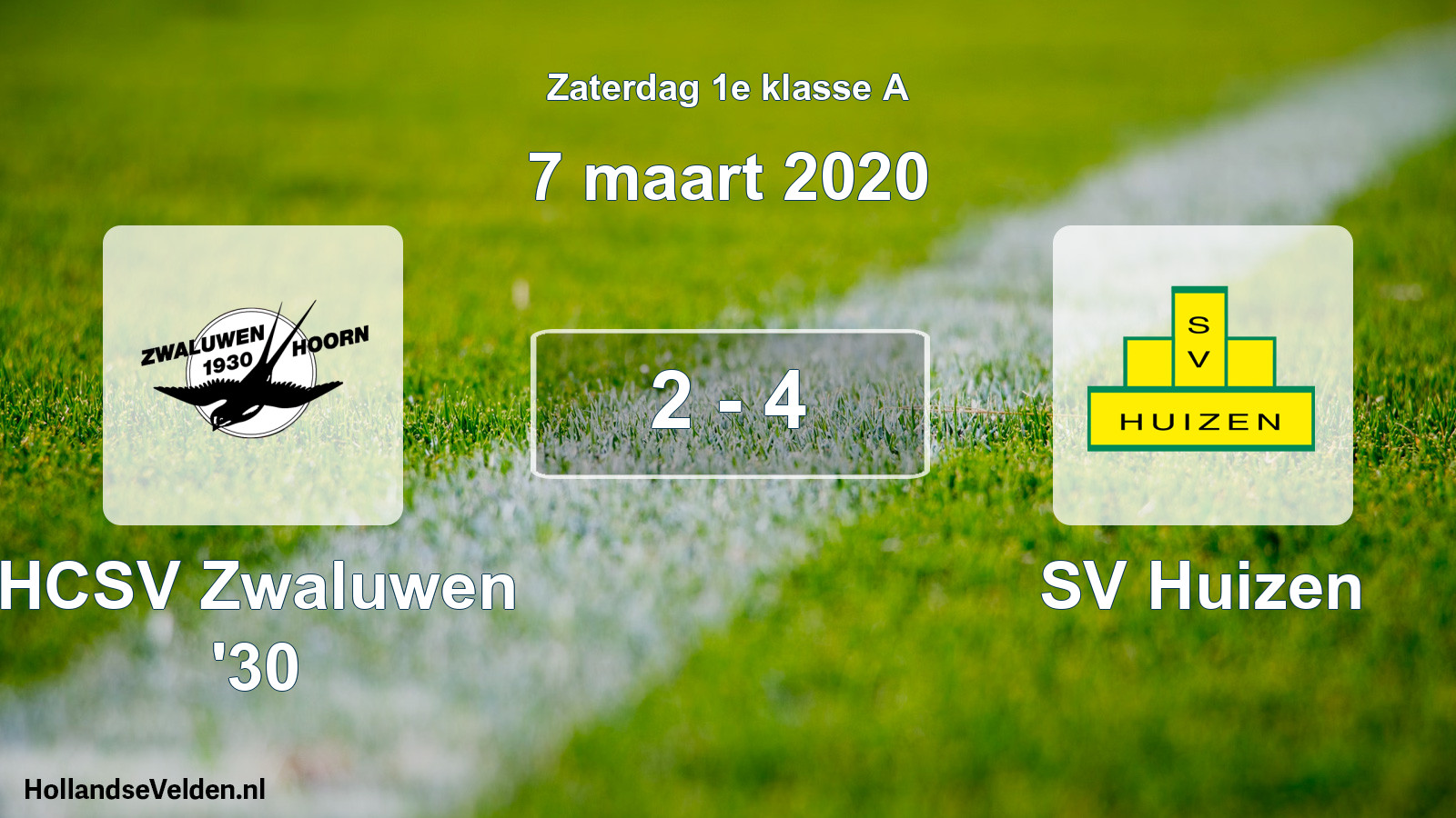 Total number of matches played: Zwaluwen '30 - SV Huizen 2 - 4 (7 March 2020)