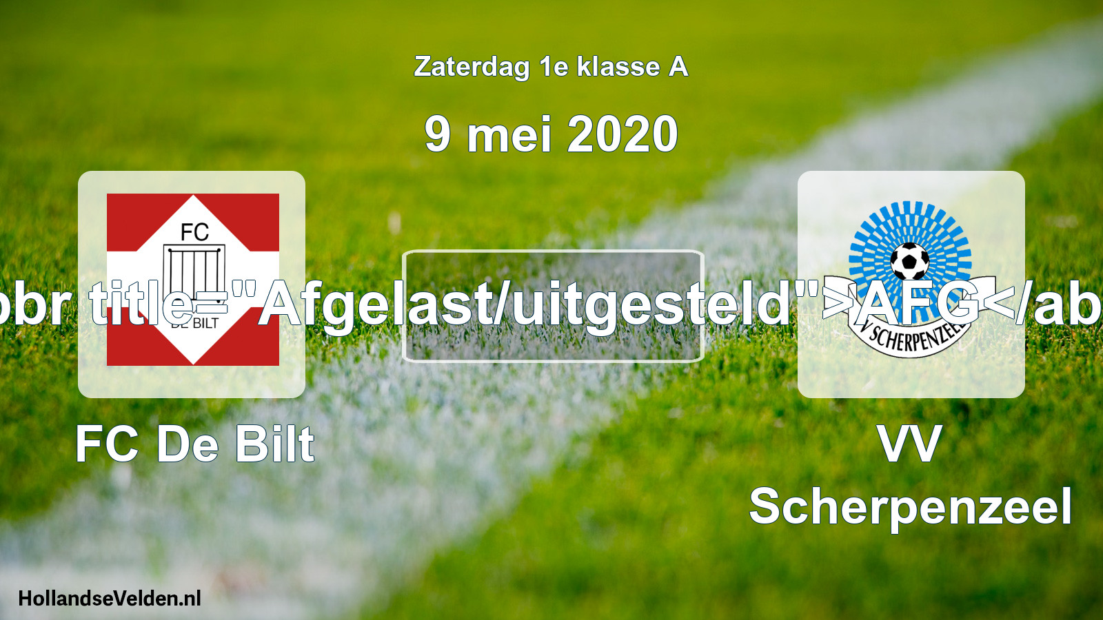 Scheduled Match: FC De Bilt - VV Scherpenzeel (9 May 2020)