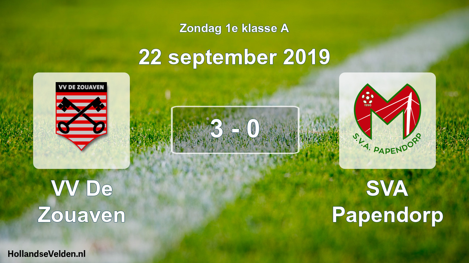 Total number of matches played: VV De Zouaven - SVA Papendorp 3 - 0 (22 September 2019)