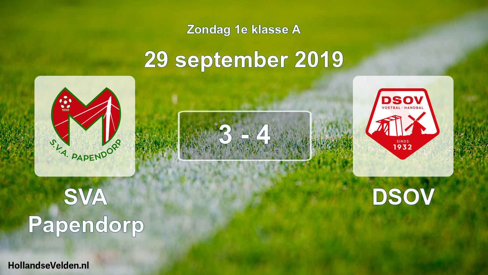 Gespeelde wedstrijd: SVA Papendorp - DSOV 3 - 4 (29 september 2019)
