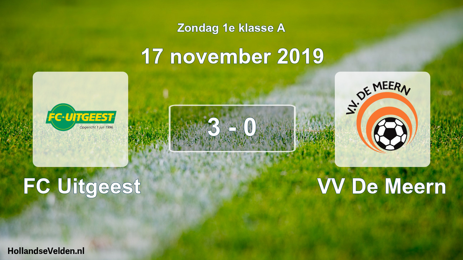 Total number of matches played: FC Uitgeest - VV De Meern 3 - 0 (17 November 2019)