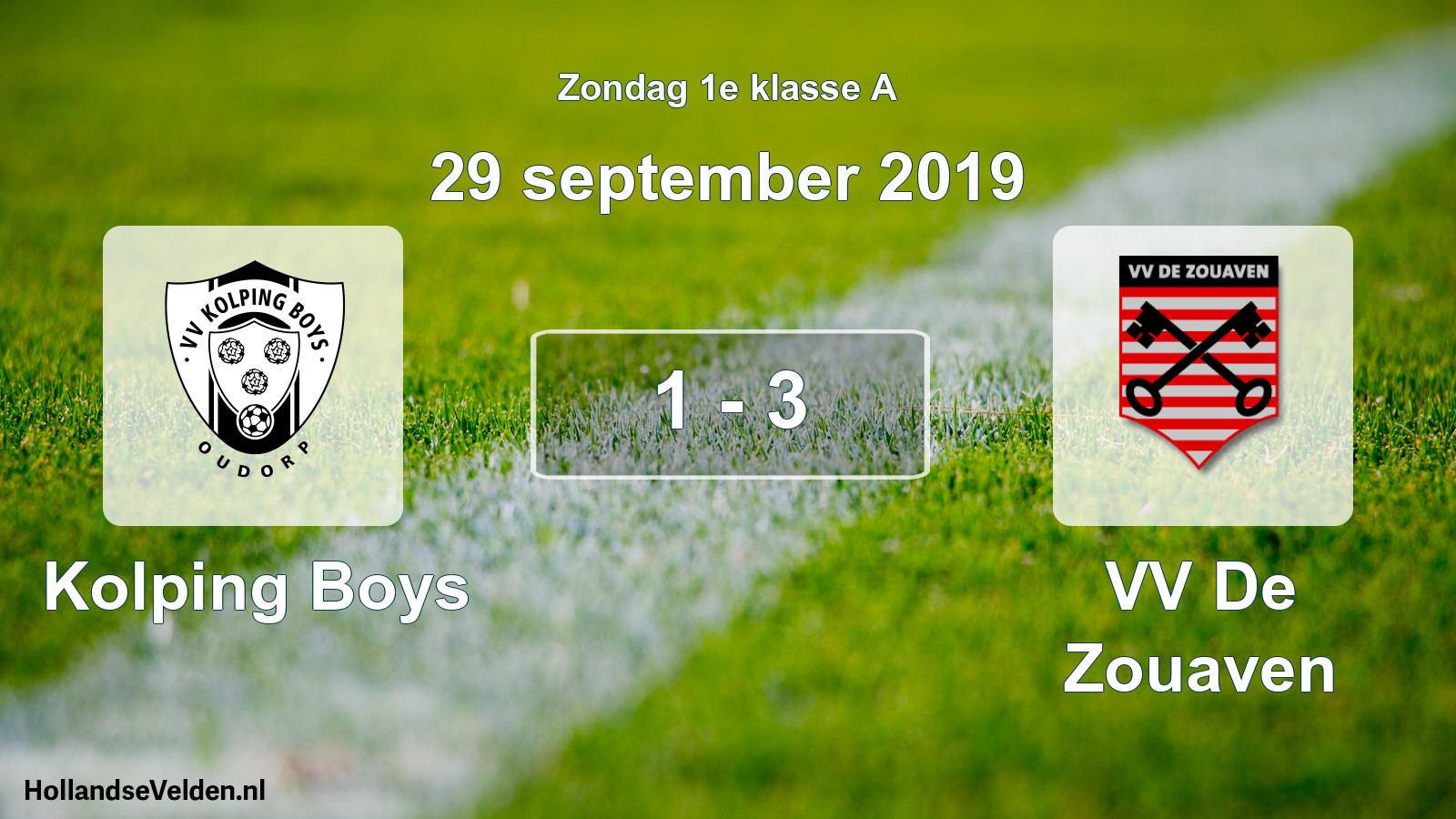 Total number of matches played: Kolping Boys - VV De Zouaven 1 - 3 (29 September 2019)