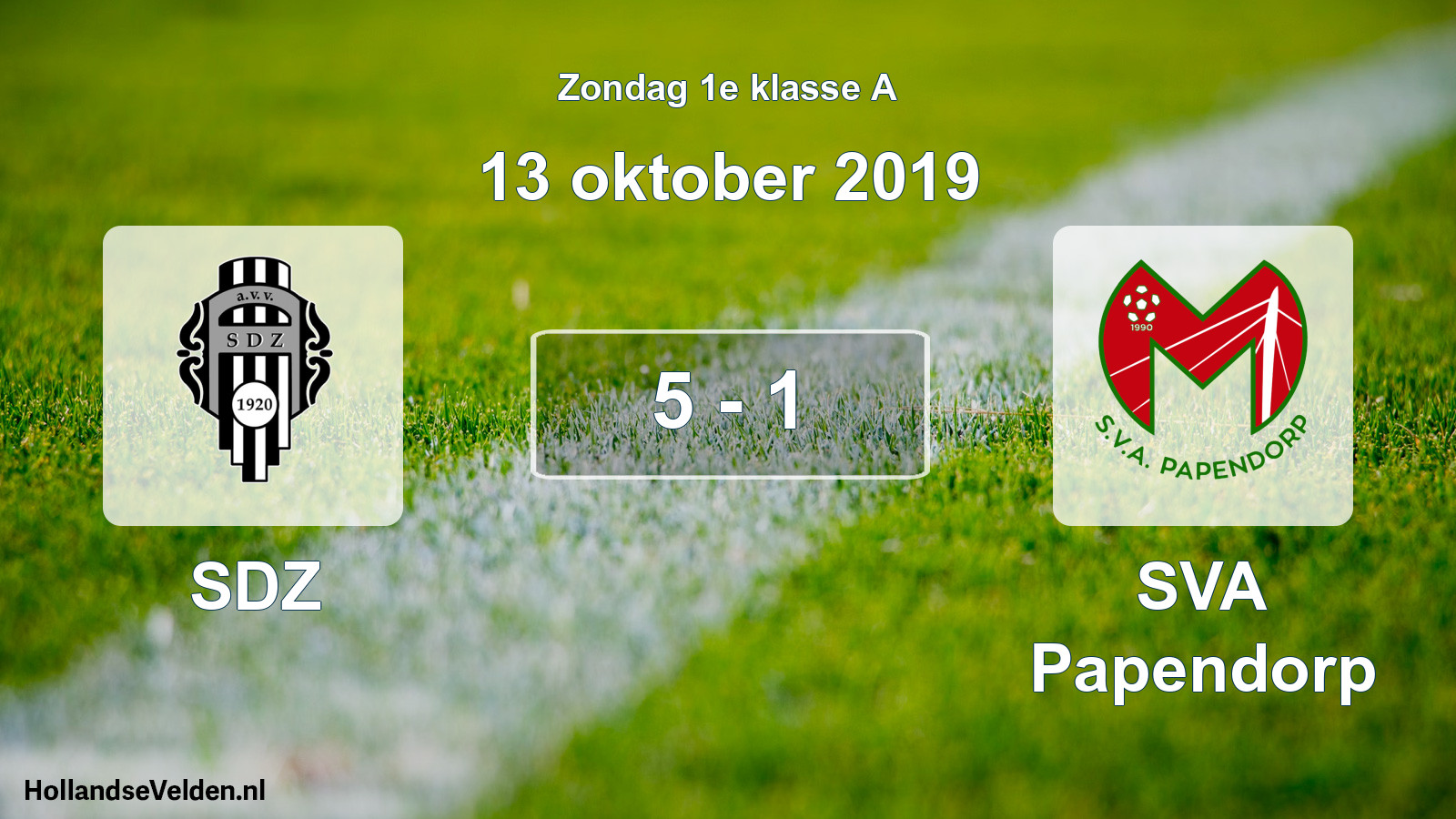 Total number of matches played: SDZ - SVA Papendorp 5 - 1 (13 October 2019)
