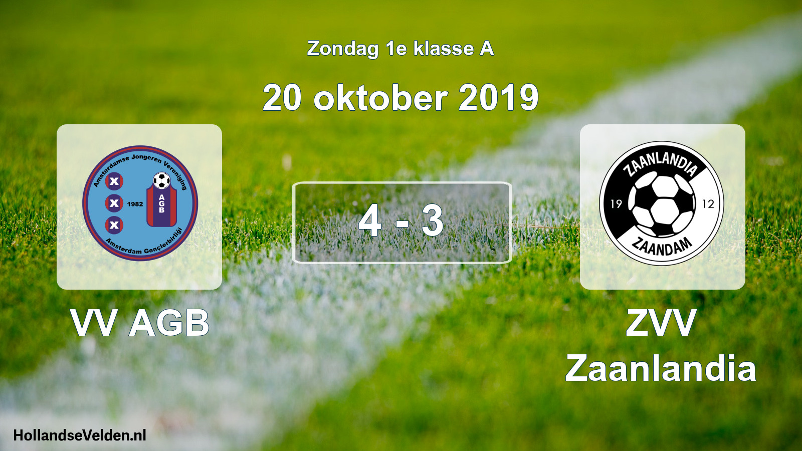 Total number of matches played: VV AGB - ZVV Zaanlandia 4 - 3 (20 October 2019)