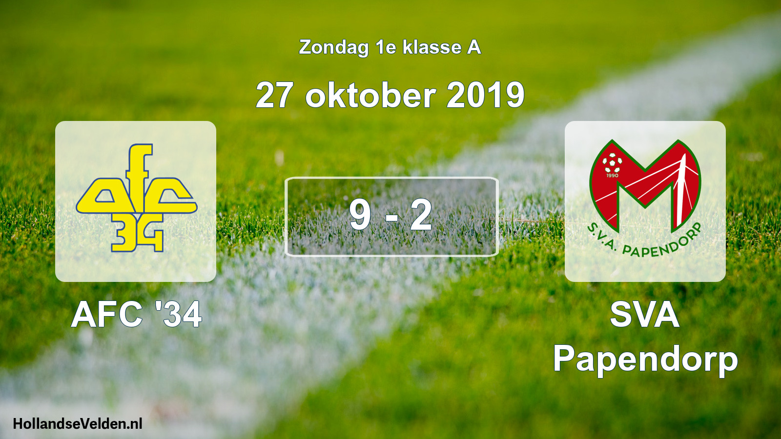 Total number of matches played: AFC '34 - SVA Papendorp 9 - 2 (27 October 2019)