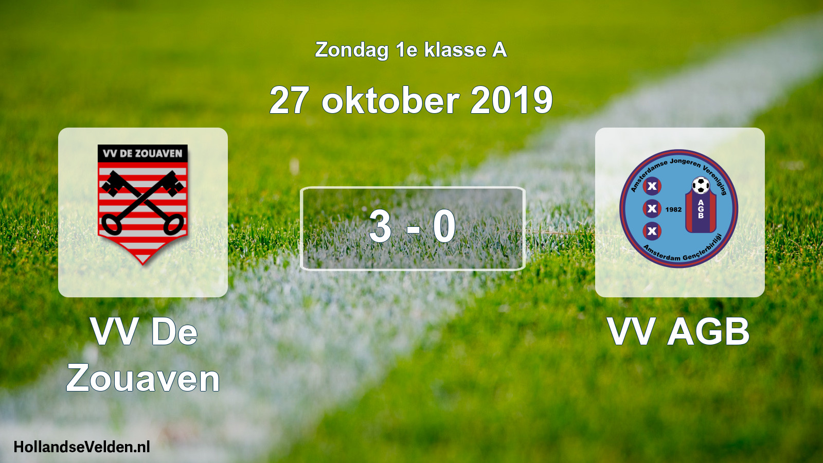 Total number of matches played: VV De Zouaven - VV AGB 3 - 0 (27 October 2019)