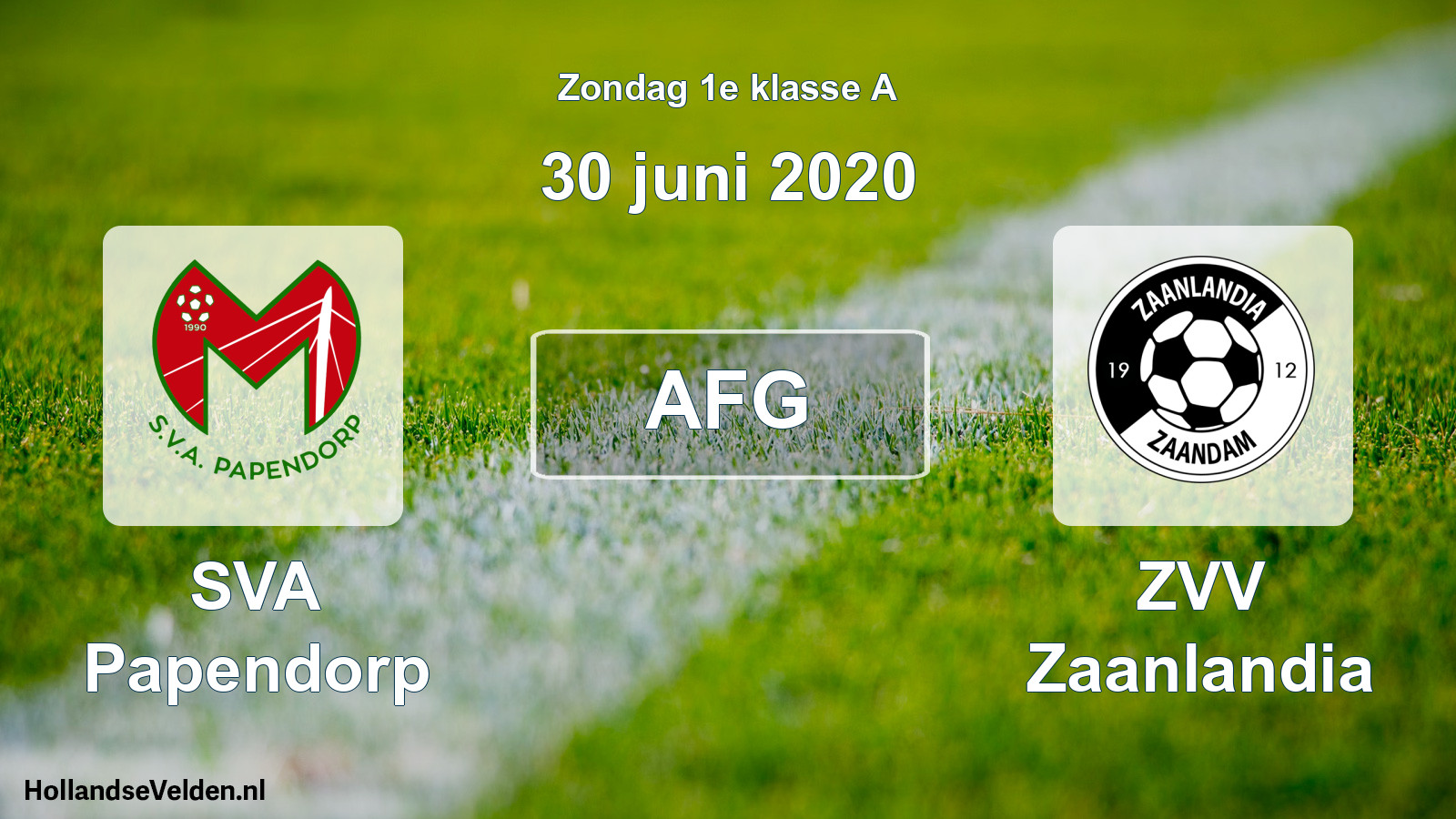 Scheduled Match: SVA Papendorp - ZVV Zaanlandia (30 June 2020)