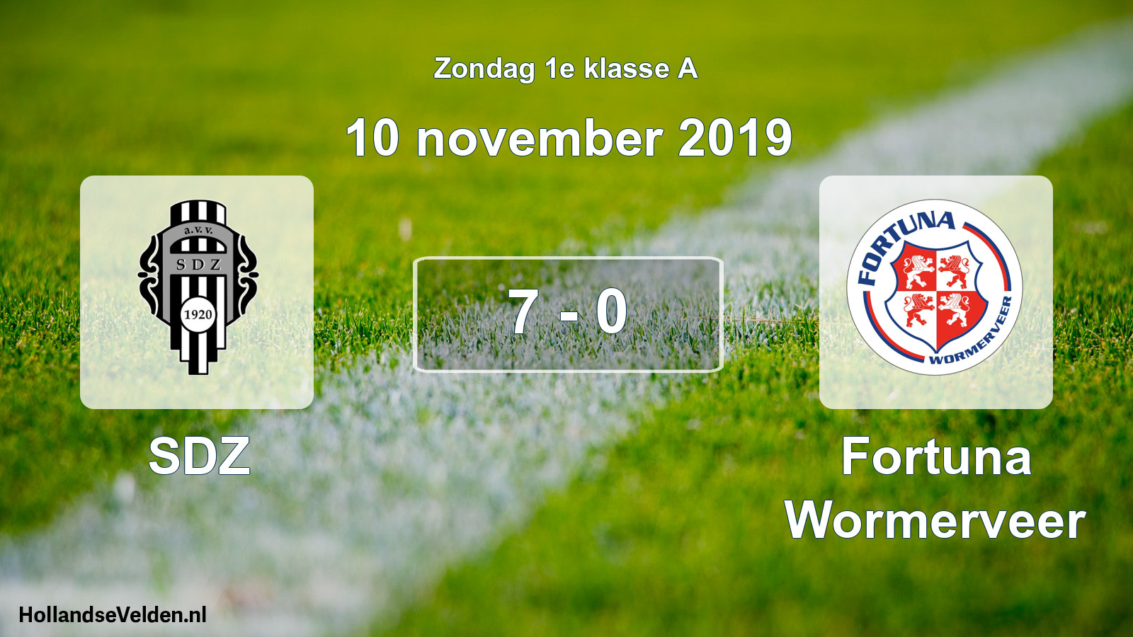 Total number of matches played: SDZ - Fortuna Wormerveer 7 - 0 (10 November 2019)