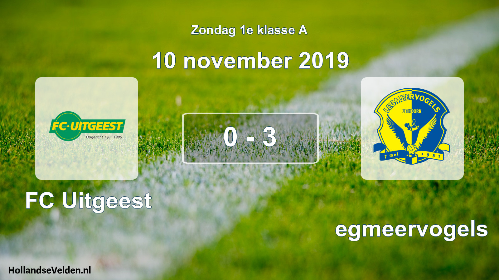 Total number of matches played: FC Uitgeest - Legmeervogels 0 - 3 (10 November 2019)