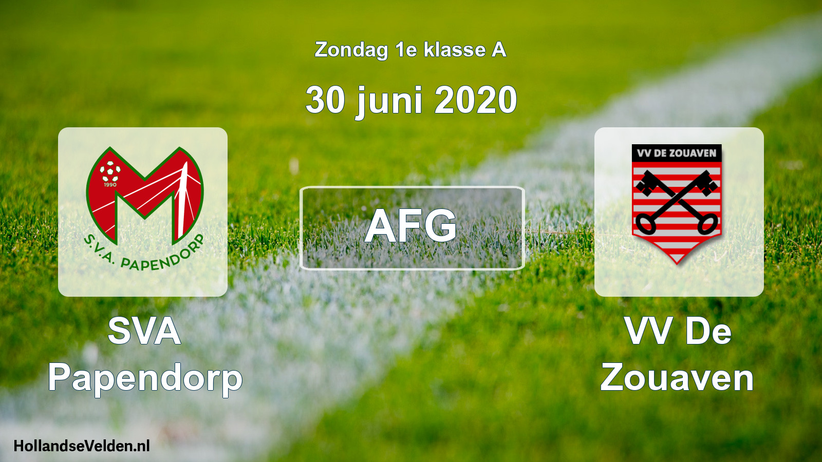 Scheduled Match: SVA Papendorp - VV De Zouaven (30 June 2020)