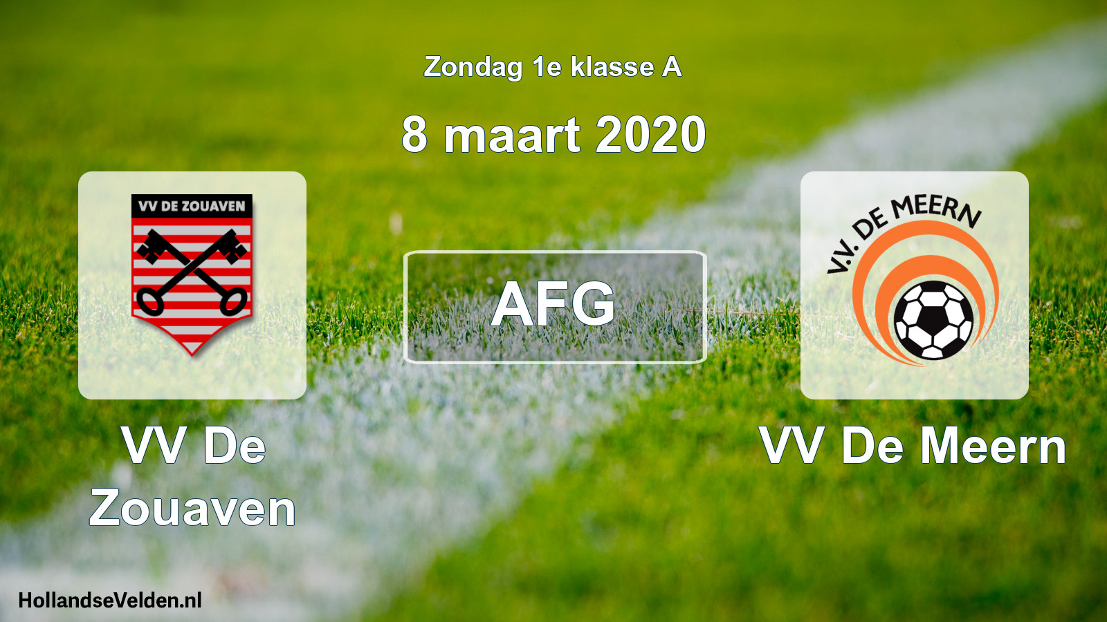 Scheduled Match: VV De Zouaven - VV De Meern (8 March 2020)