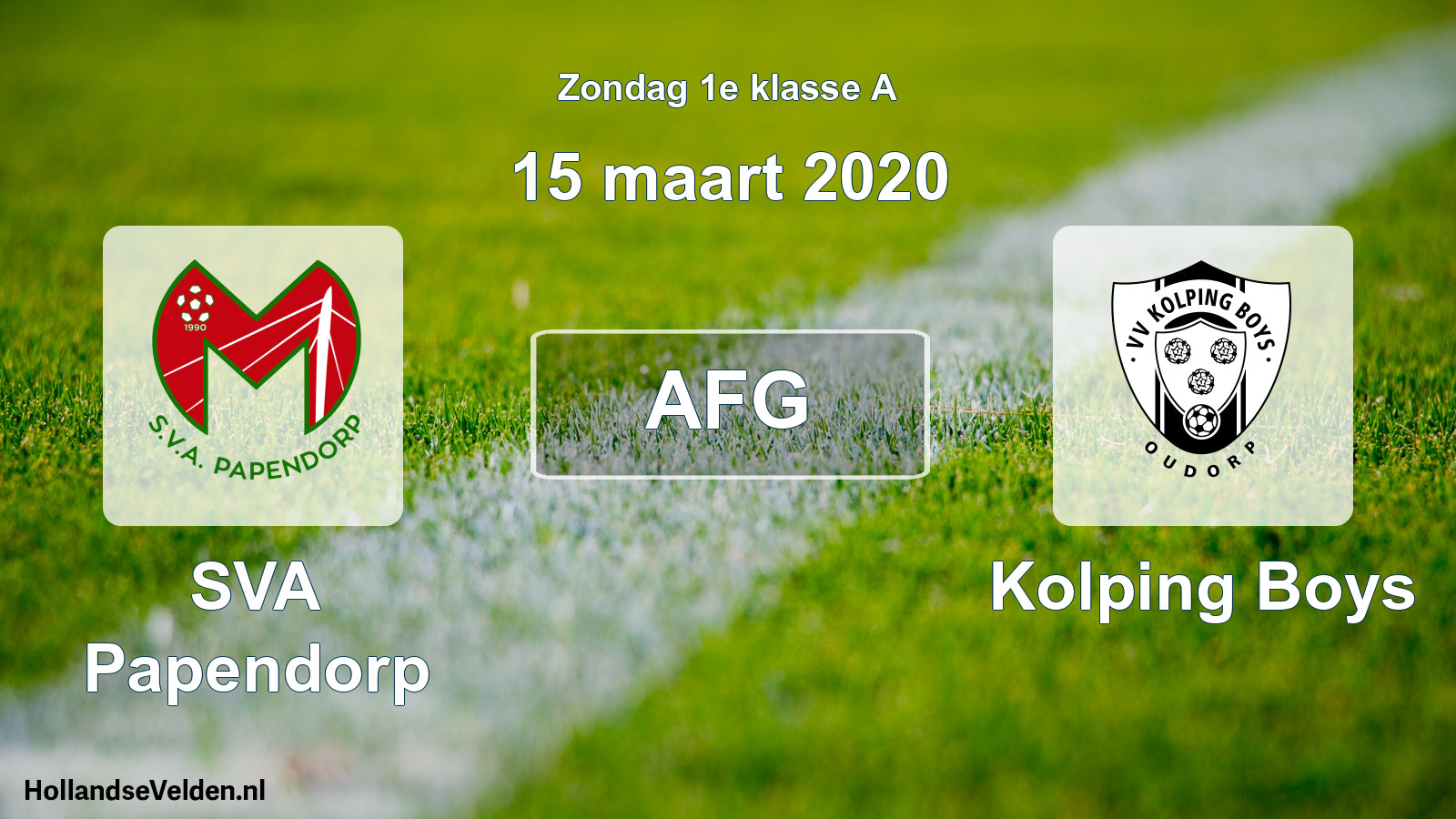 Scheduled Match: SVA Papendorp - Kolping Boys (15 March 2020)
