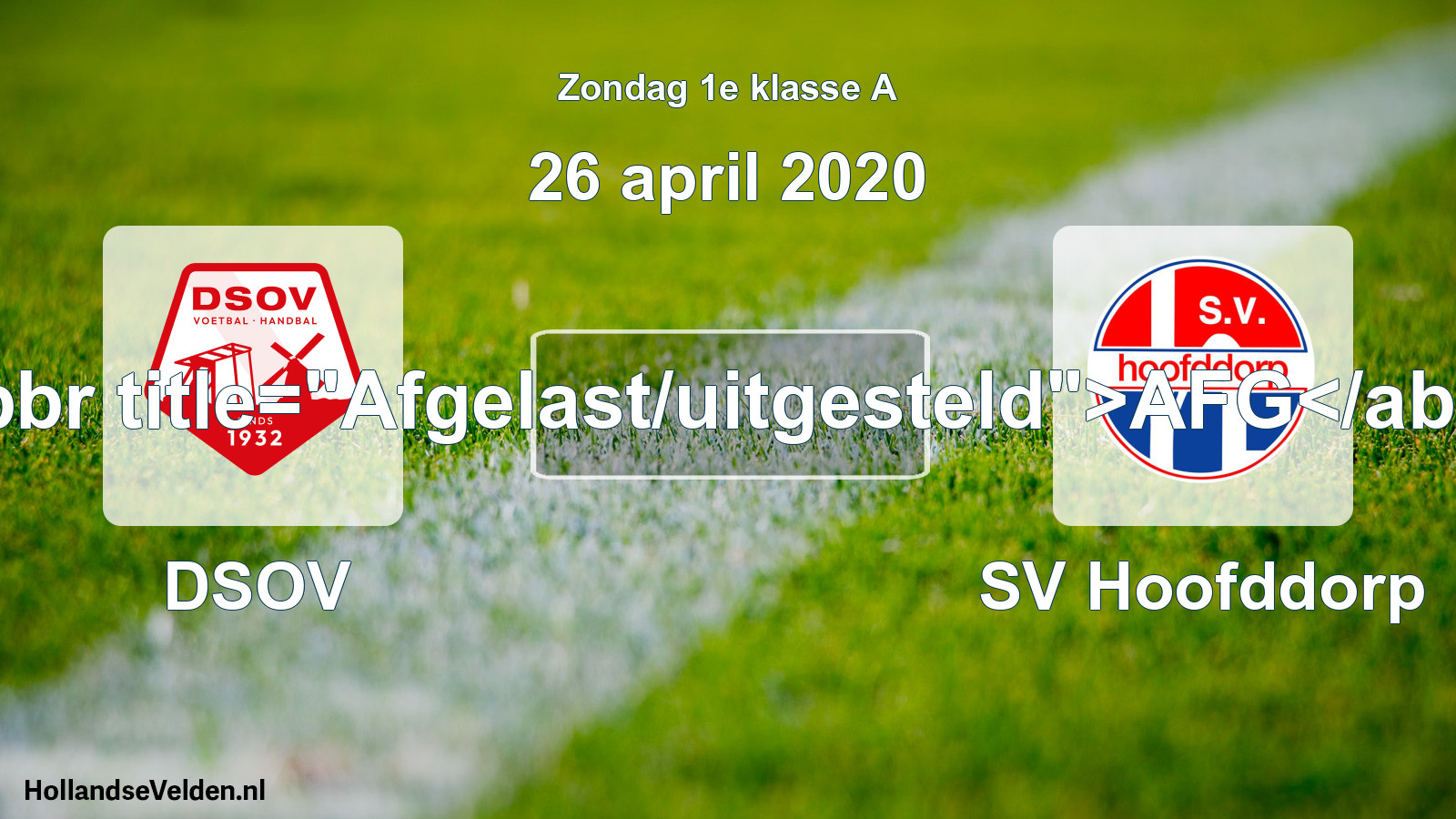Scheduled Match: DSOV - SV Hoofddorp (26 April 2020)