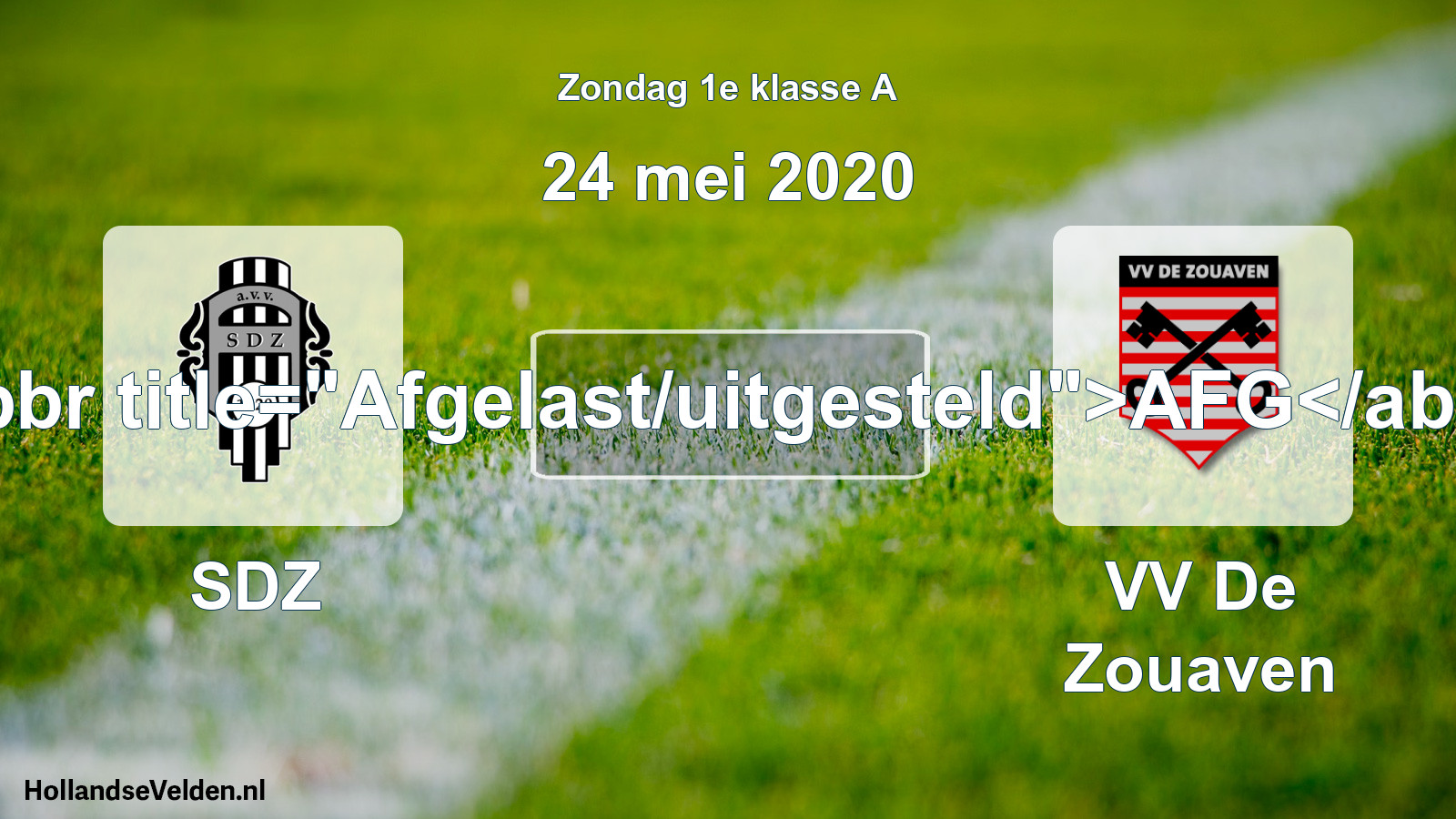 Scheduled Match: SDZ - VV De Zouaven (24 May 2020)