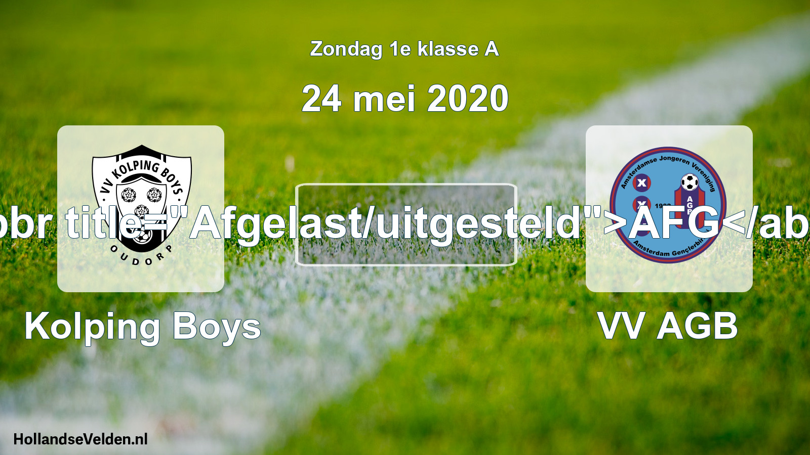 Scheduled Match: Kolping Boys - VV AGB (24 May 2020)