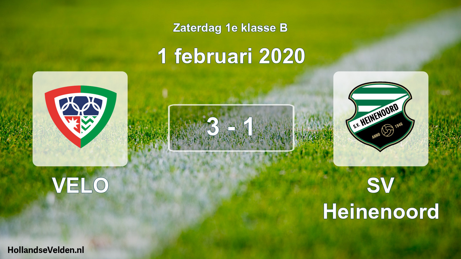 Total number of matches played: VELO - SV Heinenoord 3 - 1 (1 February 2020)
