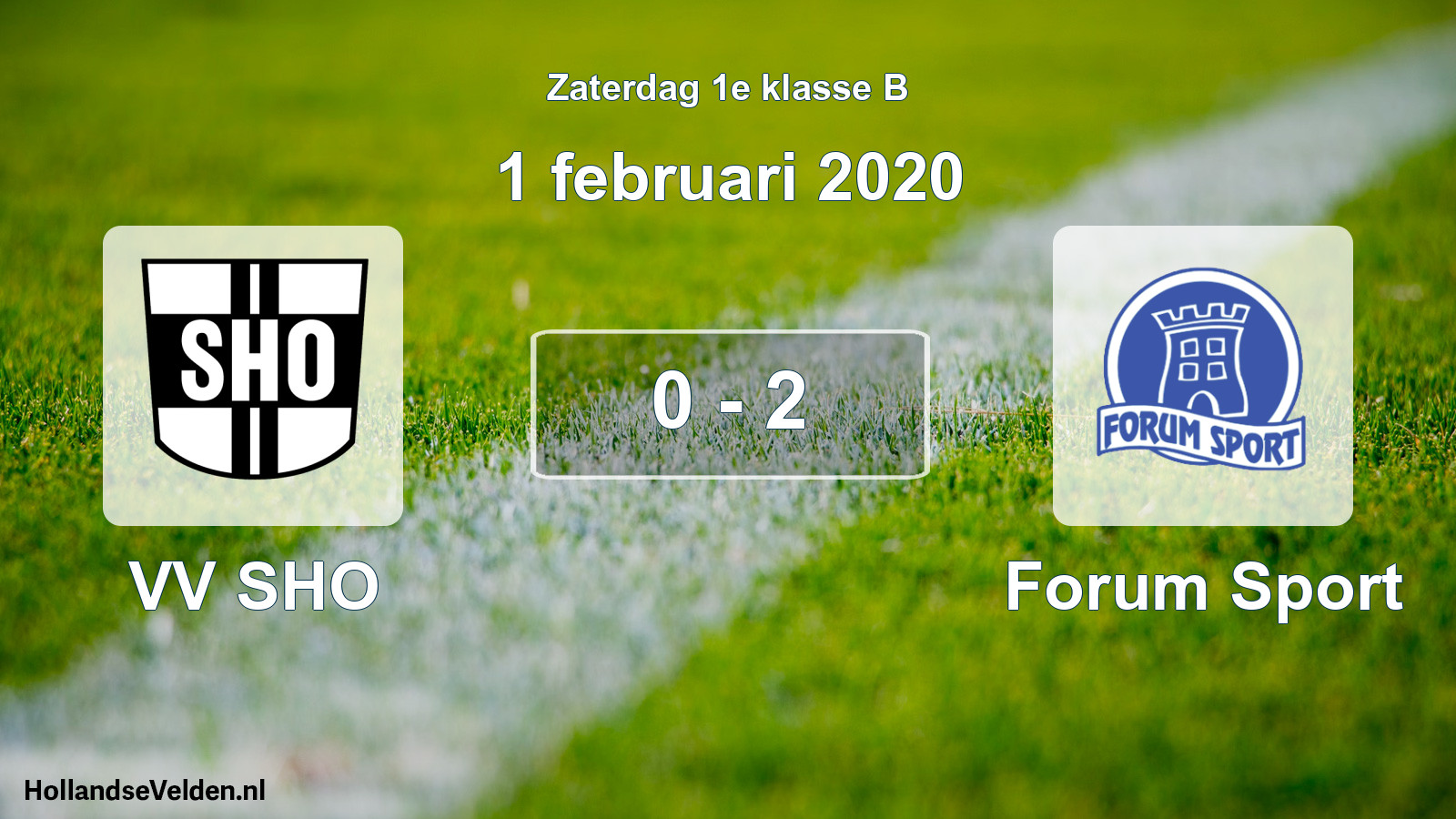 Total number of matches played: VV SHO - Forum Sport 0 - 2 (1 February 2020)