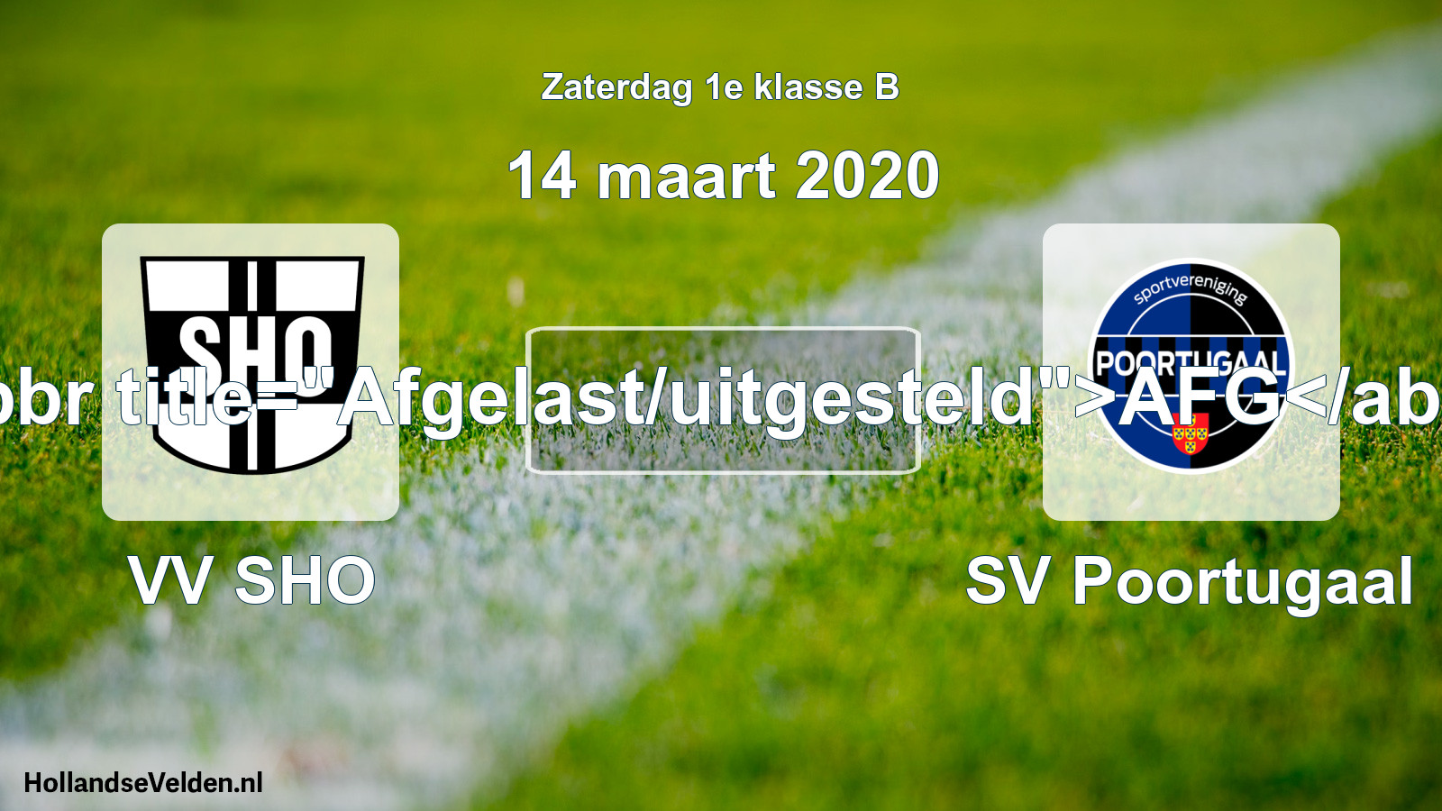 Scheduled Match: VV SHO - SV Poortugaal (14 March 2020)