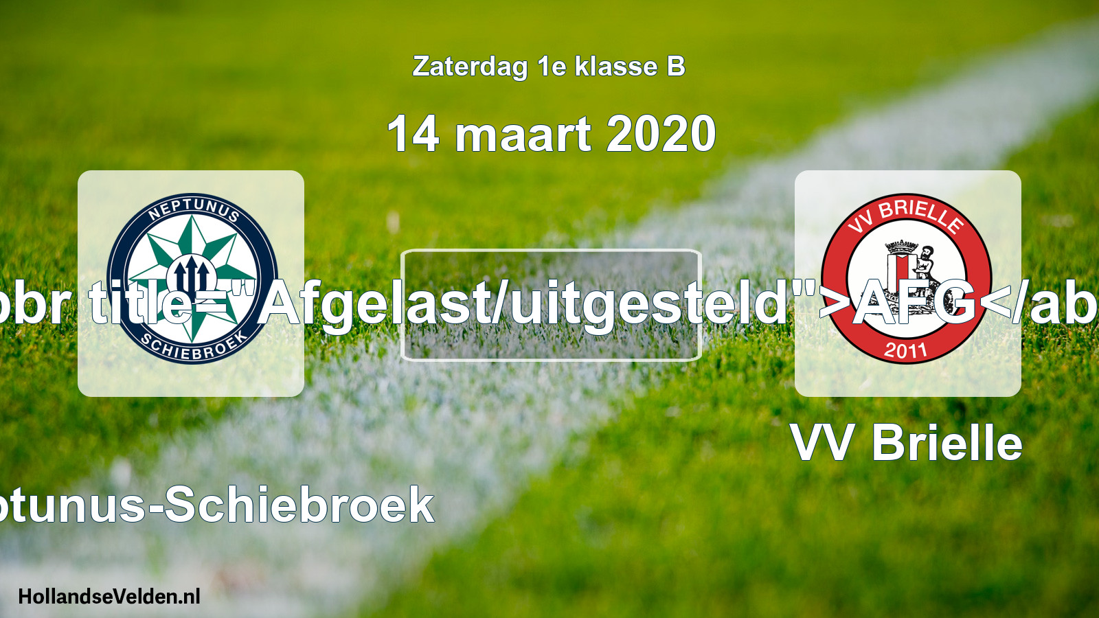 Scheduled Match: Neptunus-Schiebroek - VV Brielle (14 March 2020)