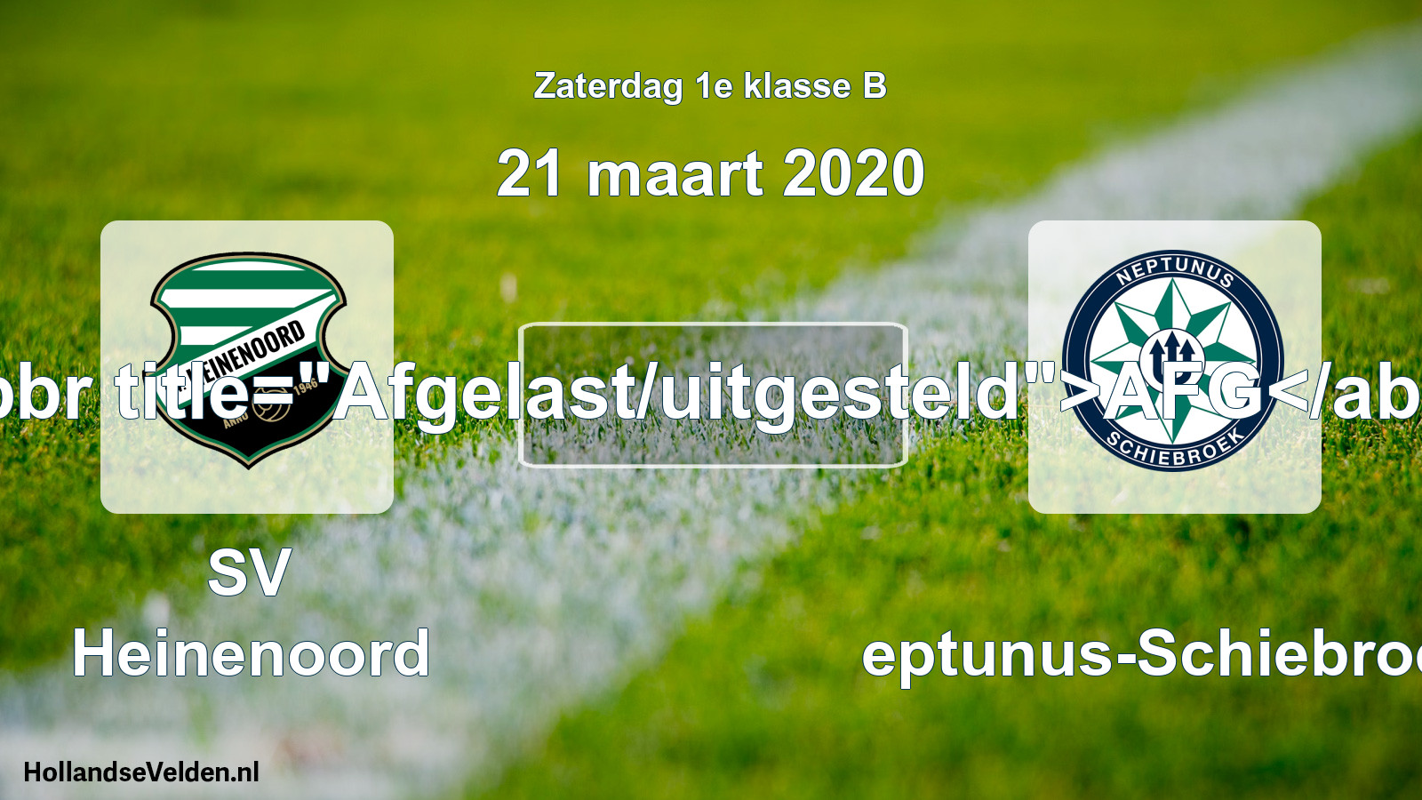 Scheduled Match: SV Heinenoord - Neptunus-Schiebroek (21 March 2020)