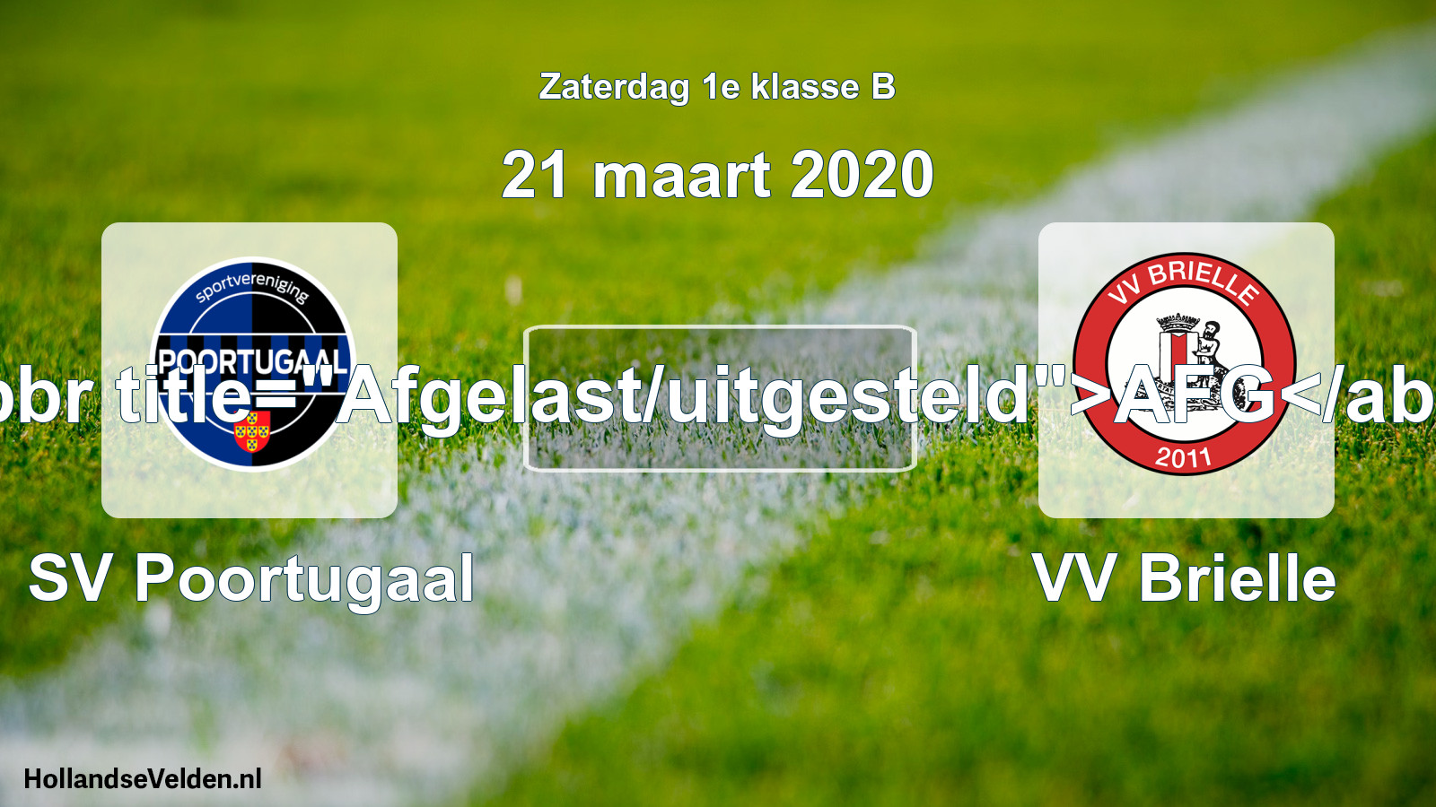 Scheduled Match: SV Poortugaal - VV Brielle (21 March 2020)