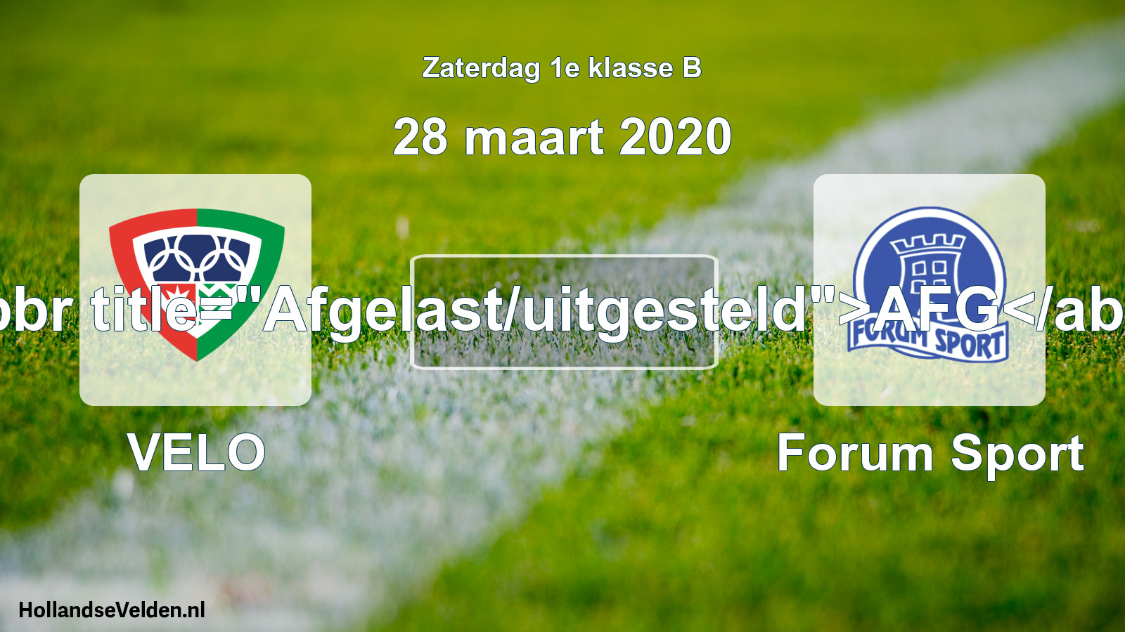 Scheduled Match: VELO - Forum Sport (28 March 2020)