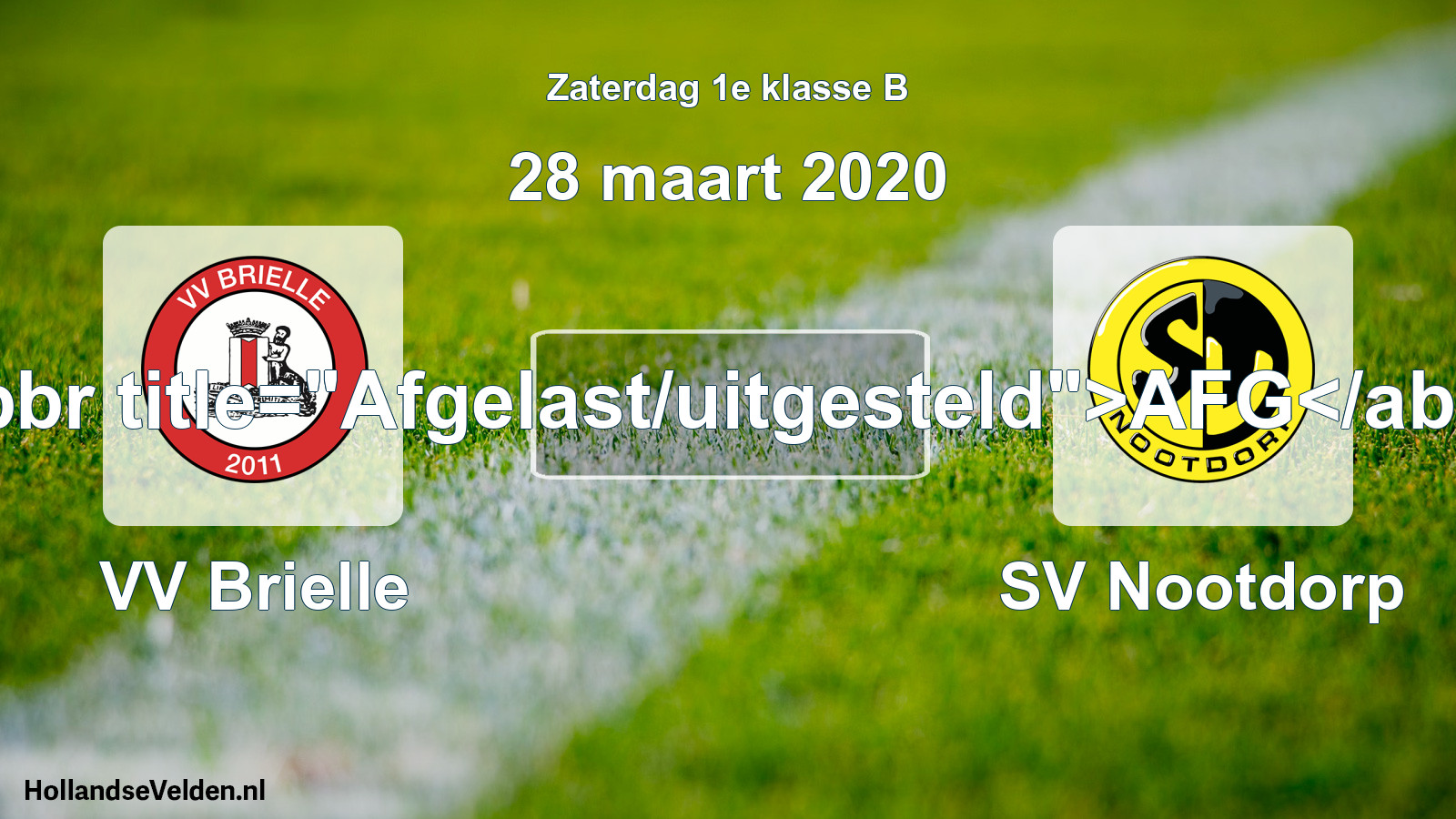 Scheduled Match: VV Brielle - SV Nootdorp (28 March 2020)