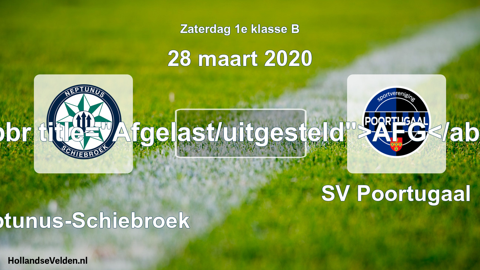 Scheduled Match: Neptunus-Schiebroek - SV Poortugaal (28 March 2020)
