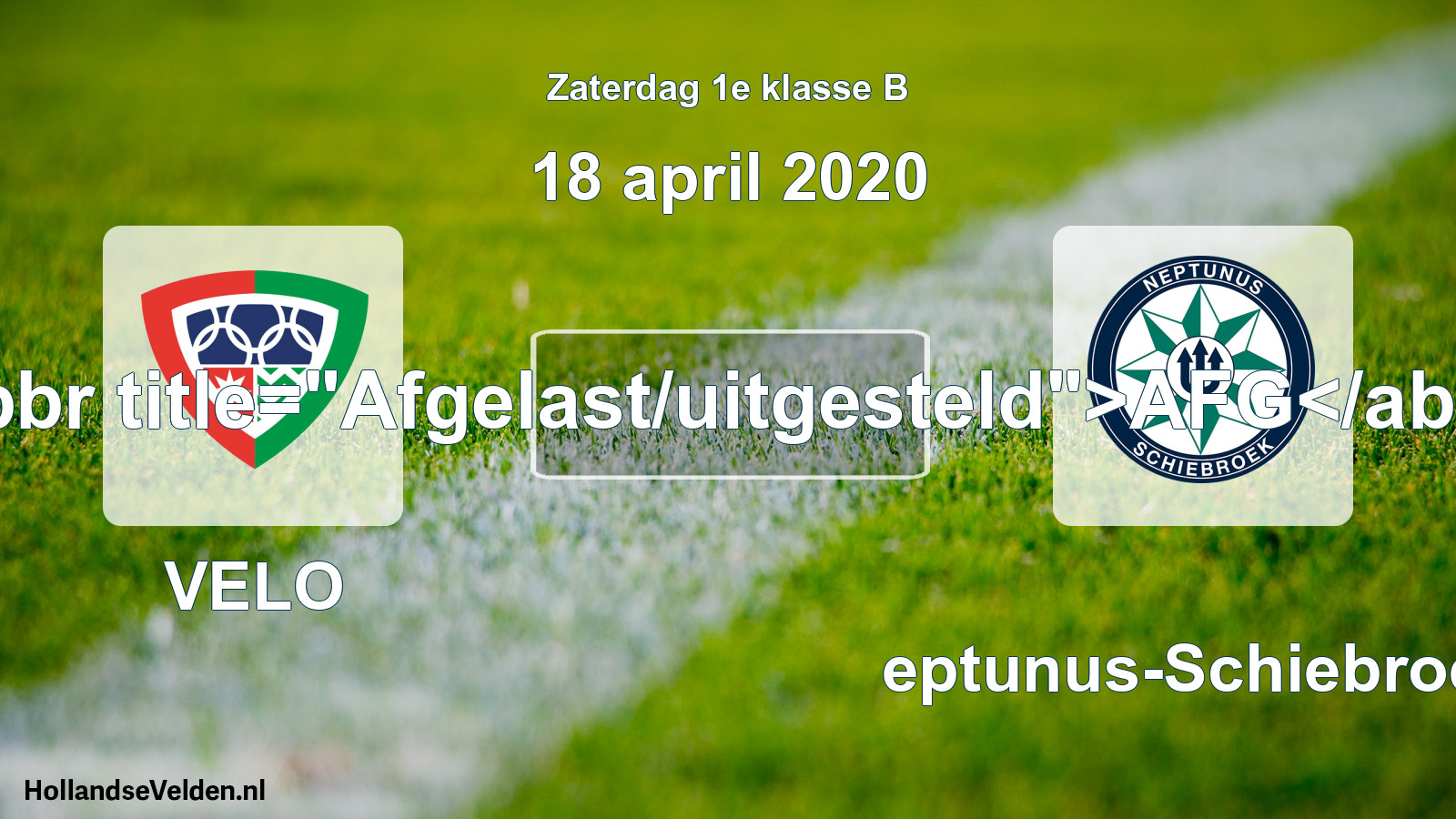 Scheduled Match: VELO - Neptunus-Schiebroek (18 April 2020)
