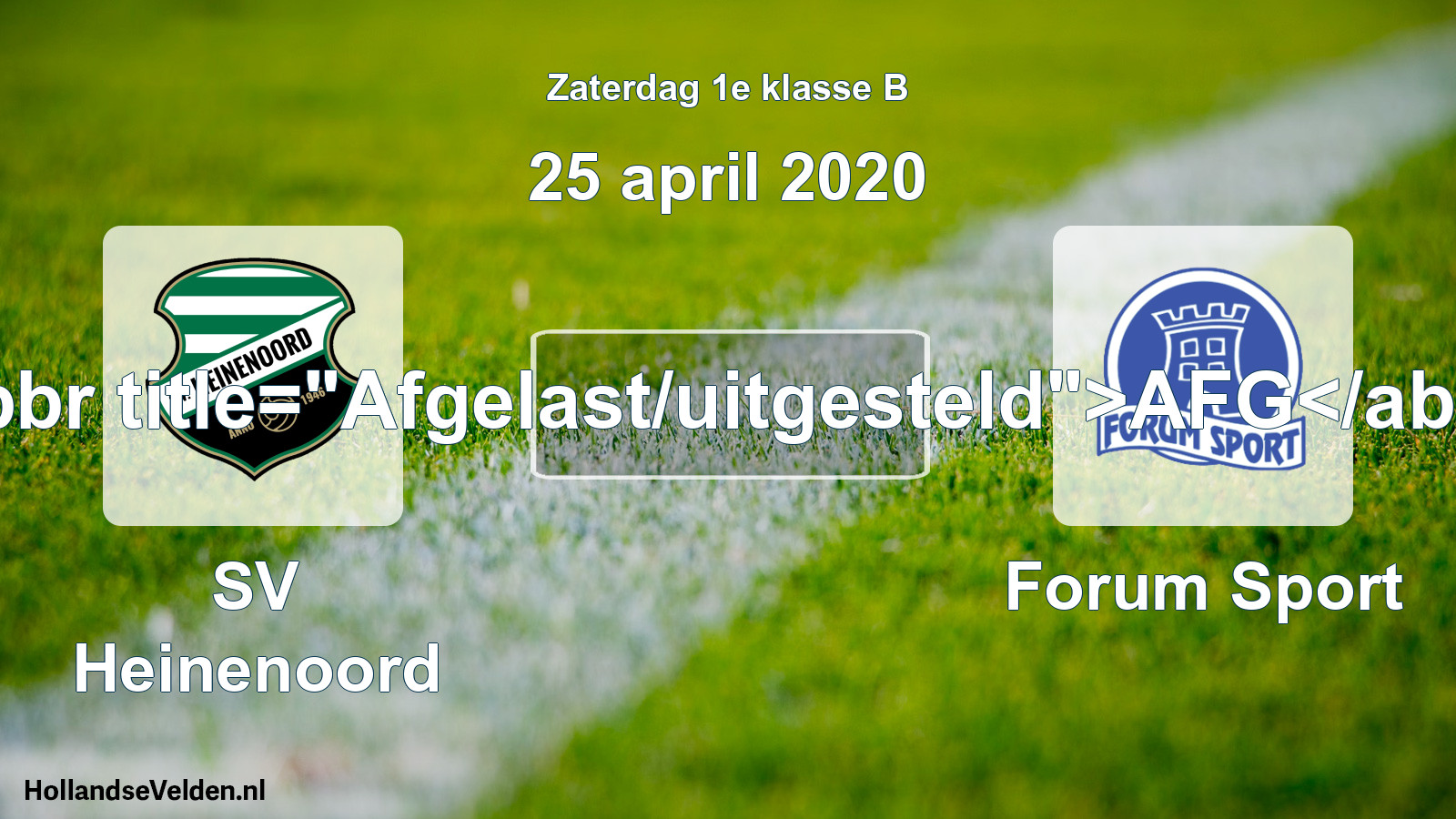 Scheduled Match: SV Heinenoord - Forum Sport (25 April 2020)
