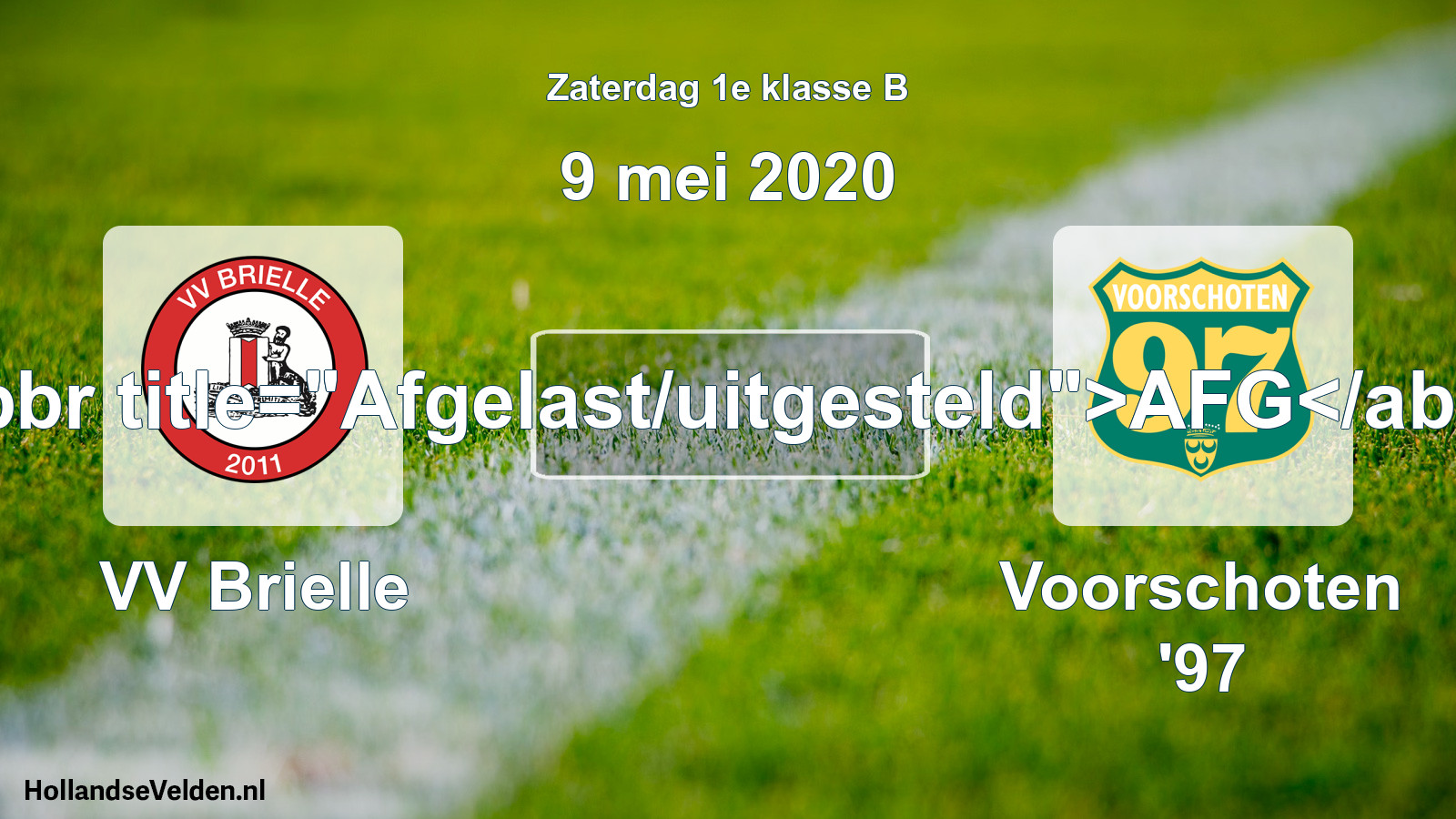 Scheduled Match: VV Brielle - Voorschoten '97 (9 May 2020)