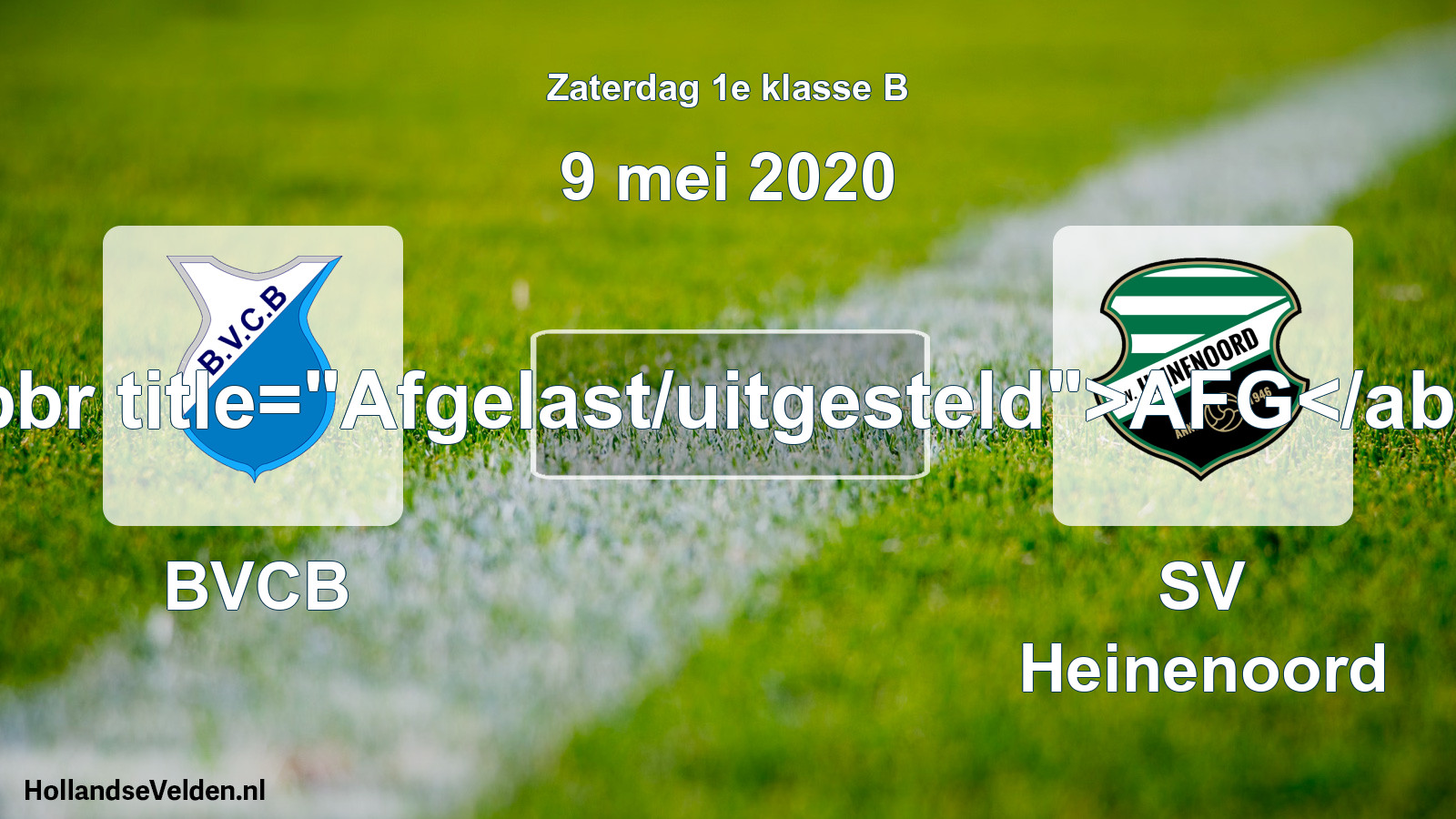 Scheduled Match: BVCB - SV Heinenoord (9 May 2020)