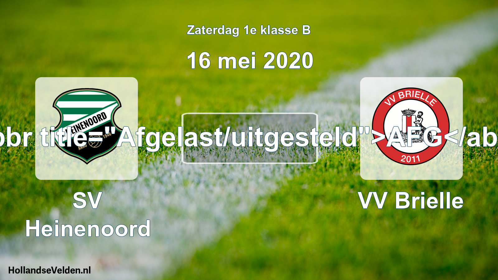 Scheduled Match: SV Heinenoord - VV Brielle (16 May 2020)