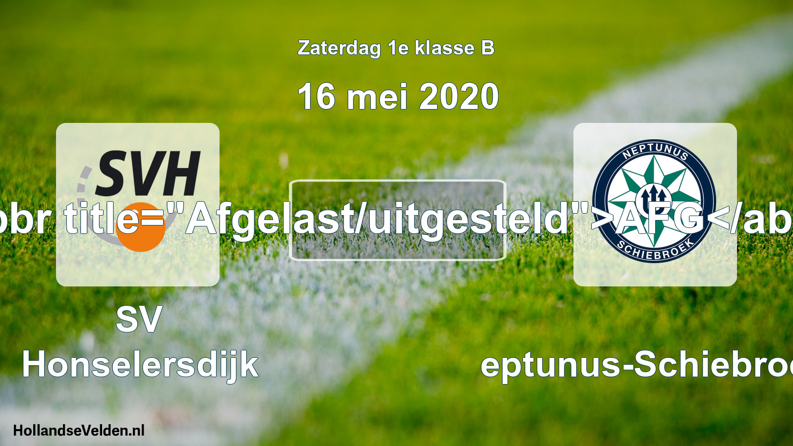 Scheduled Match: SV Honselersdijk - Neptunus-Schiebroek (16 May 2020)