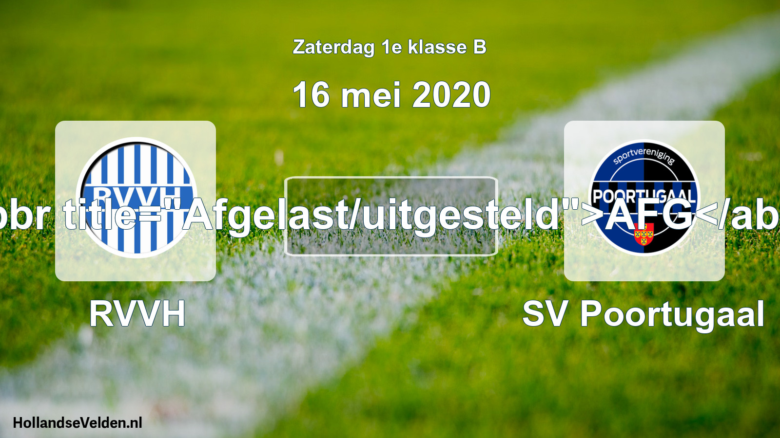 Scheduled Match: RVVH - SV Poortugaal (16 May 2020)