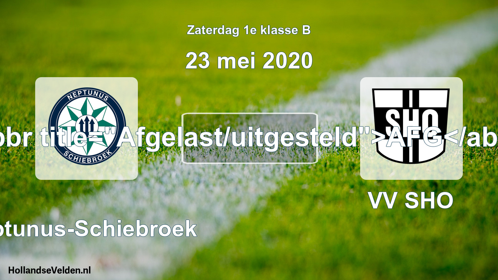 Scheduled Match: Neptunus-Schiebroek - VV SHO (23 May 2020)