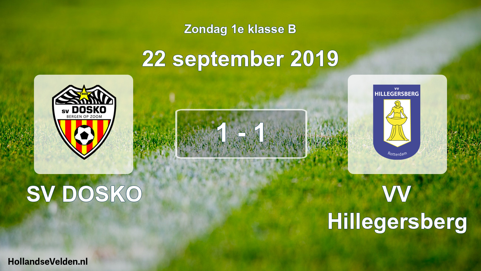 Total number of matches played: SV DOSKO - VV Hillegersberg 1 - 1 (22 September 2019)