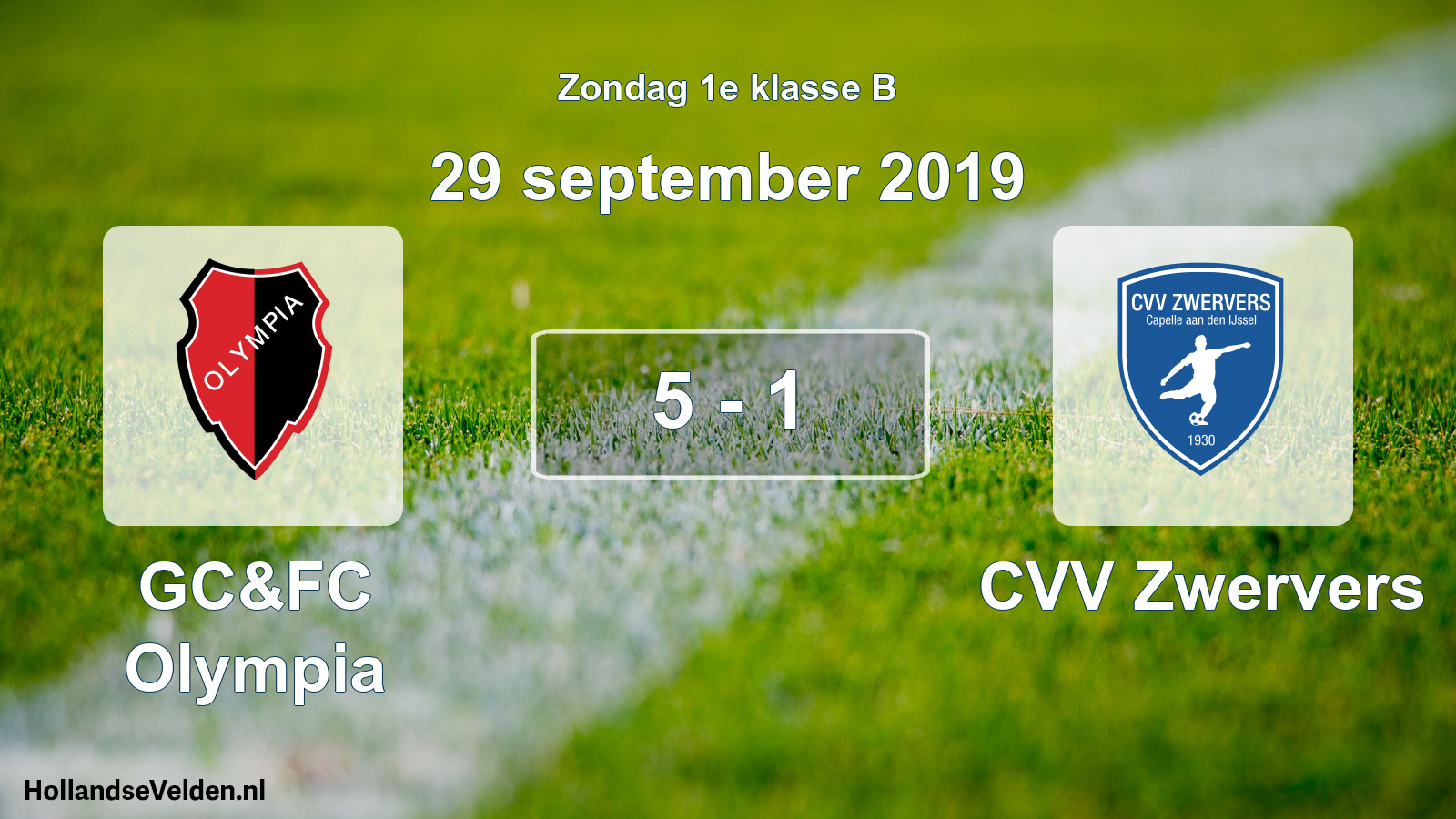 Total number of matches played: GC&FC Olympia - CVV Zwervers 5 - 1 (29 September 2019)