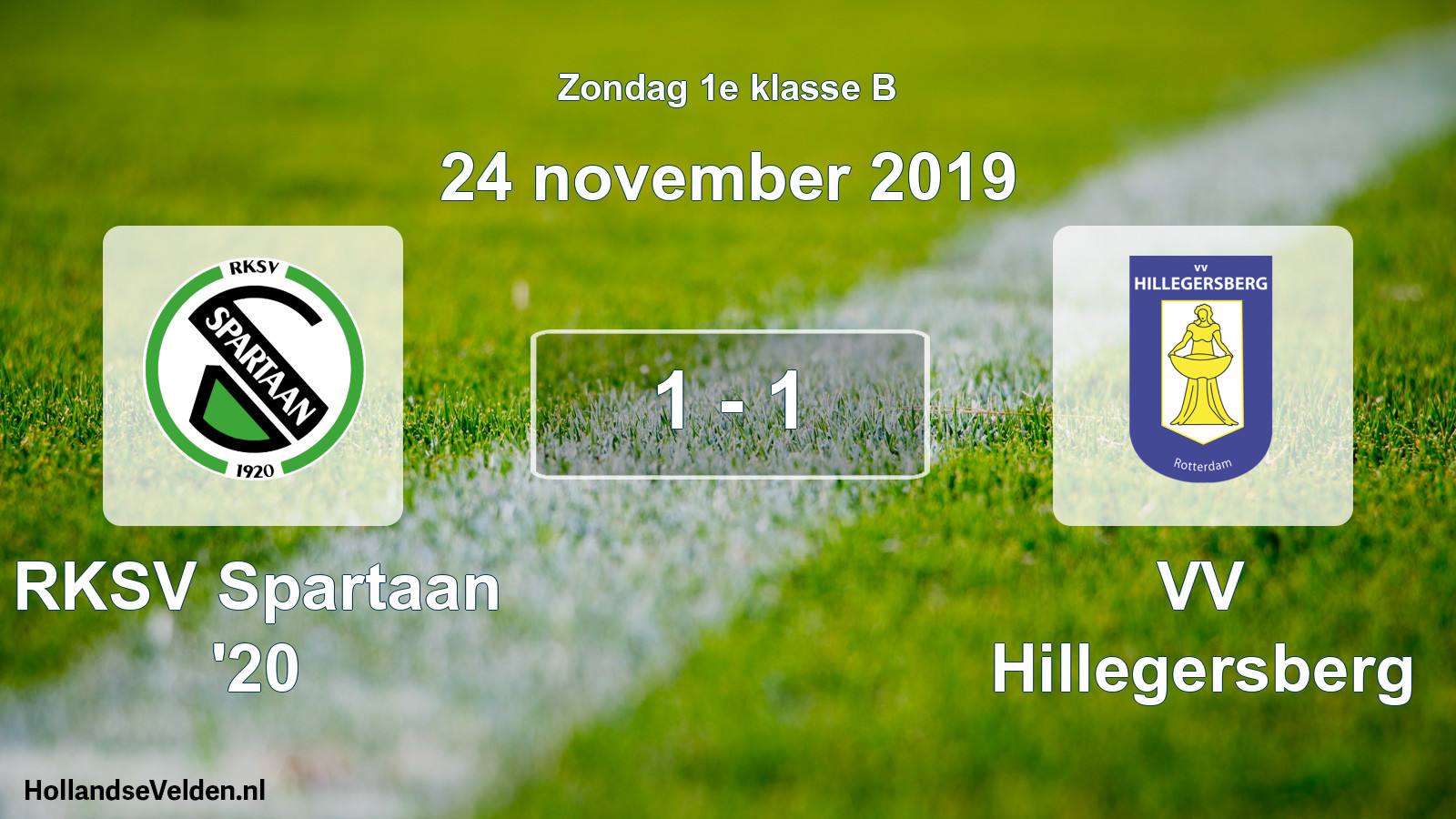Total number of matches played: RKSV Spartaan '20 - VV Hillegersberg 1 - 1 (24 November 2019)