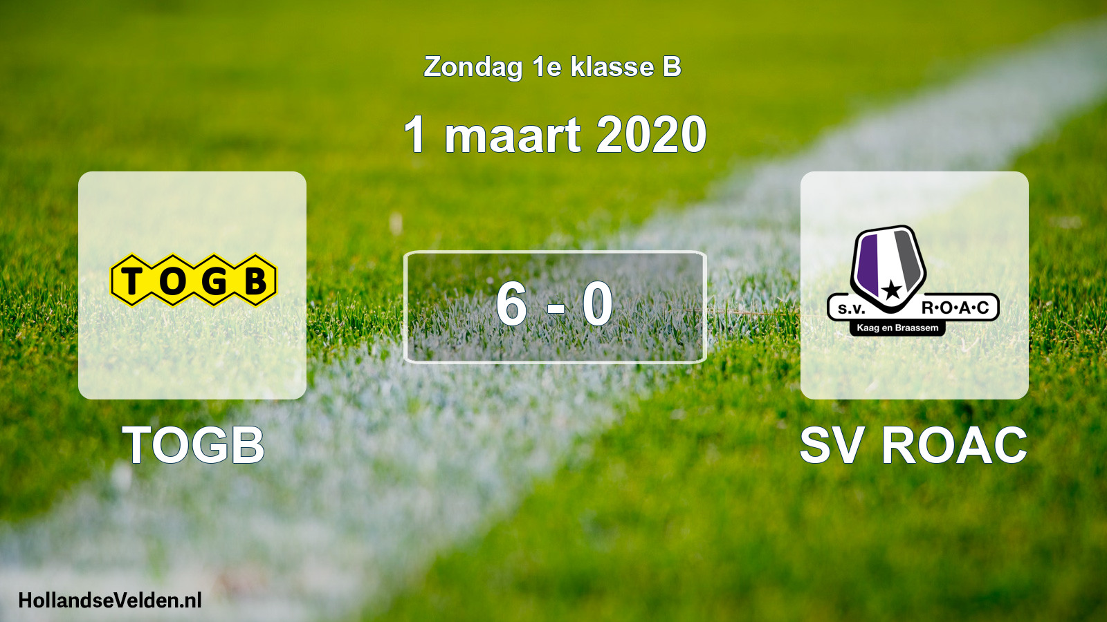 Total number of matches played: TOGB - SV ROAC 6 - 0 (1 March 2020)