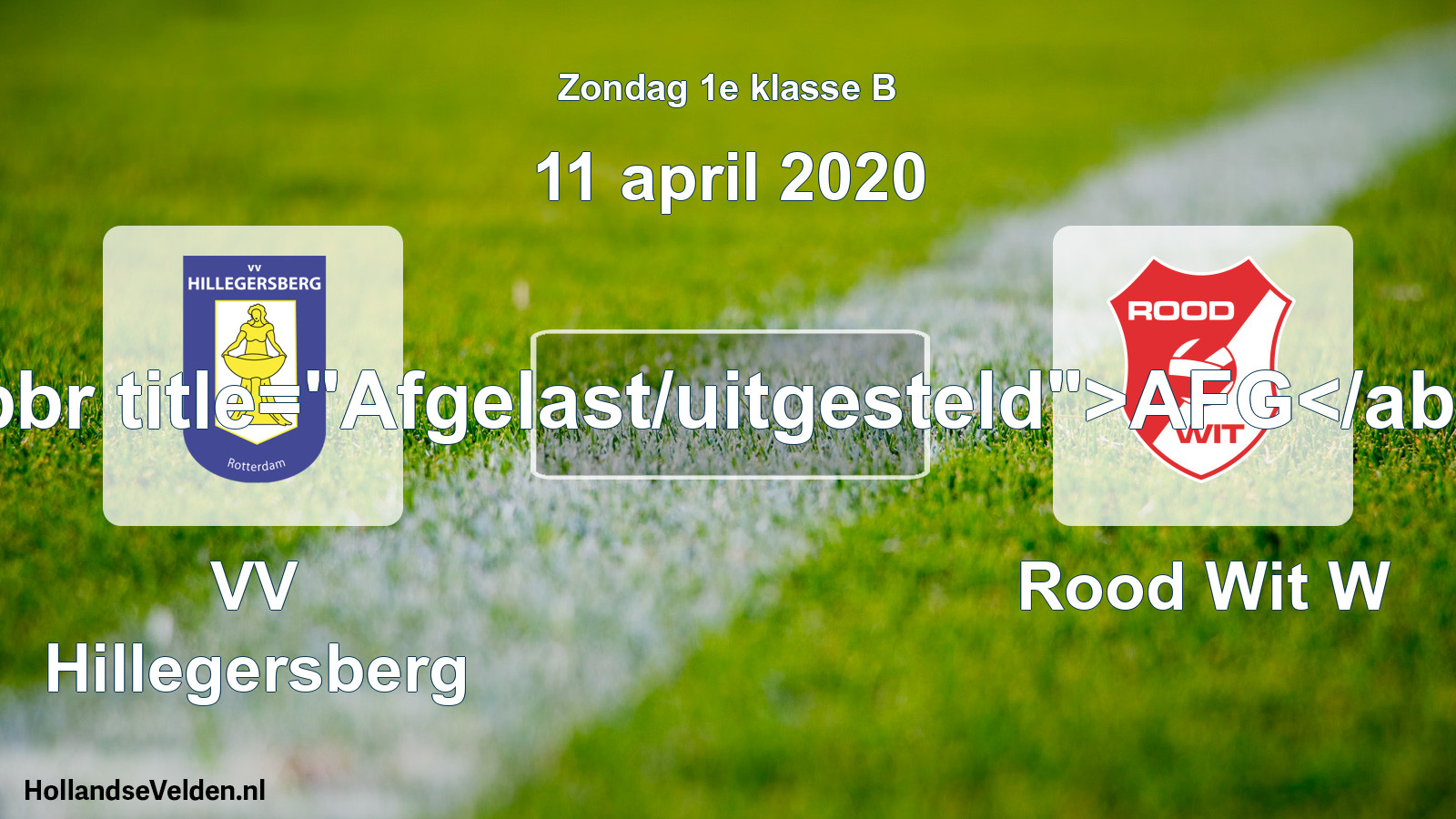Scheduled Match: VV Hillegersberg - Rood Wit W (11 April 2020)