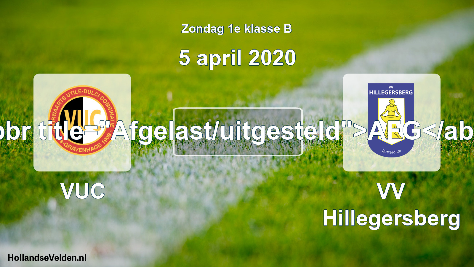 Scheduled Match: VUC - VV Hillegersberg (5 April 2020)