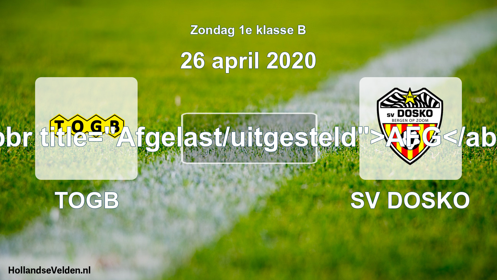 Scheduled Match: TOGB - SV DOSKO (26 April 2020)