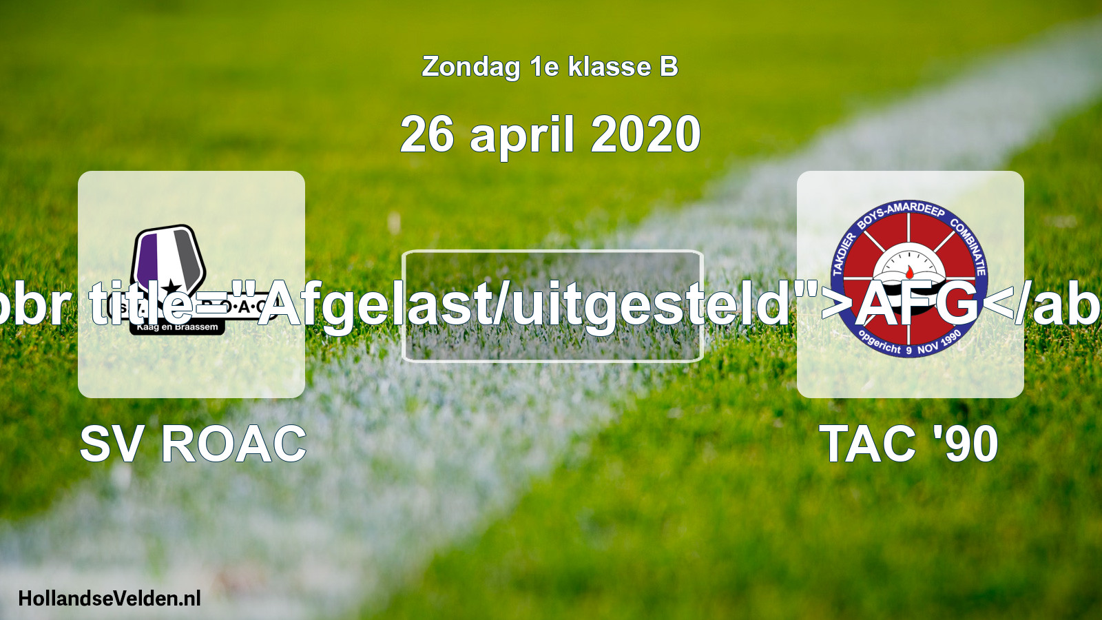 Scheduled Match: SV ROAC - TAC '90 (26 April 2020)
